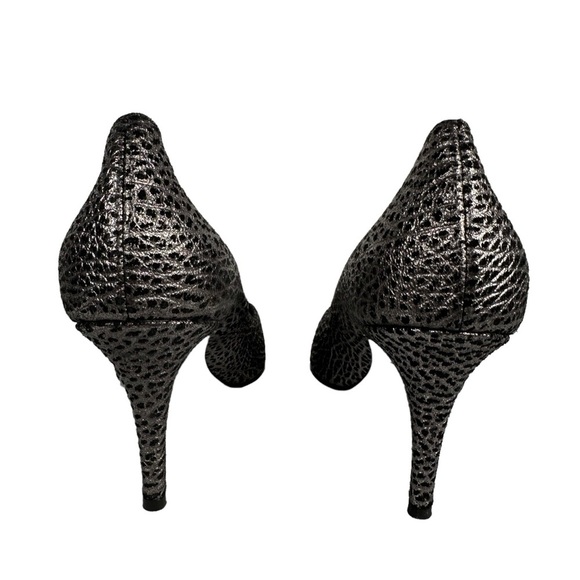 ALLSAINTS Metallic Leopard Print Cone Heel Pumps - Picture 6 of 8